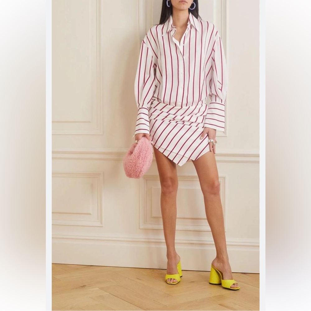 The Attico Hatty striped draped dress in red & white candy stripe size 42 US 6